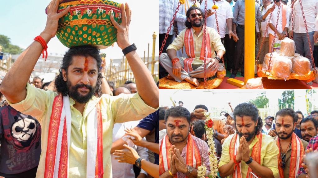 Nani from The Paradise team visiting Medaram Shrine in Telangana