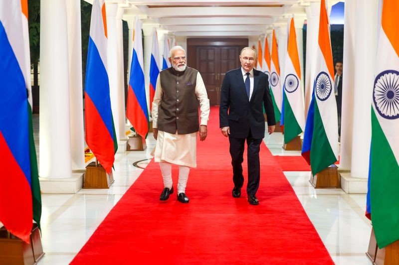 Vladimir Putin and PM Narendra Modi pictured together as Putin praises Modi’s ideas for finding a peaceful solution to the Ukraine conflict